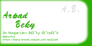 arpad beky business card